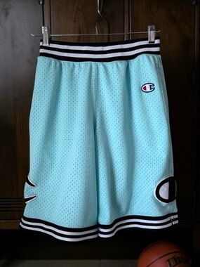 CHAMPION Rec Mesh Basketball Shorts Small Turquoise Sea Green Retro VTG Style